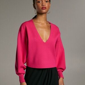 BOGO! Aritzia Babaton Wren Cropped Oversized Sweater Puff Sleeve Pink Size XS